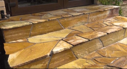 Плитняк златолит жёлтый золотистый для отмостки купить в Верхней Пышме